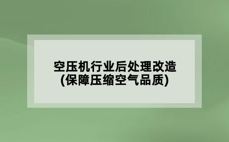 空壓機(jī)行業(yè)后處理改造(保障壓縮空氣品質(zhì))